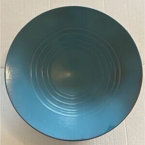 Vtg Haeger 14" Art Pottery Toffee Turquoise Blue Bowl Round Centerpiece MCM